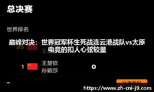 巅峰对决：世界冠军杯生死战连云港战队vs太原电竞的扣人心弦较量